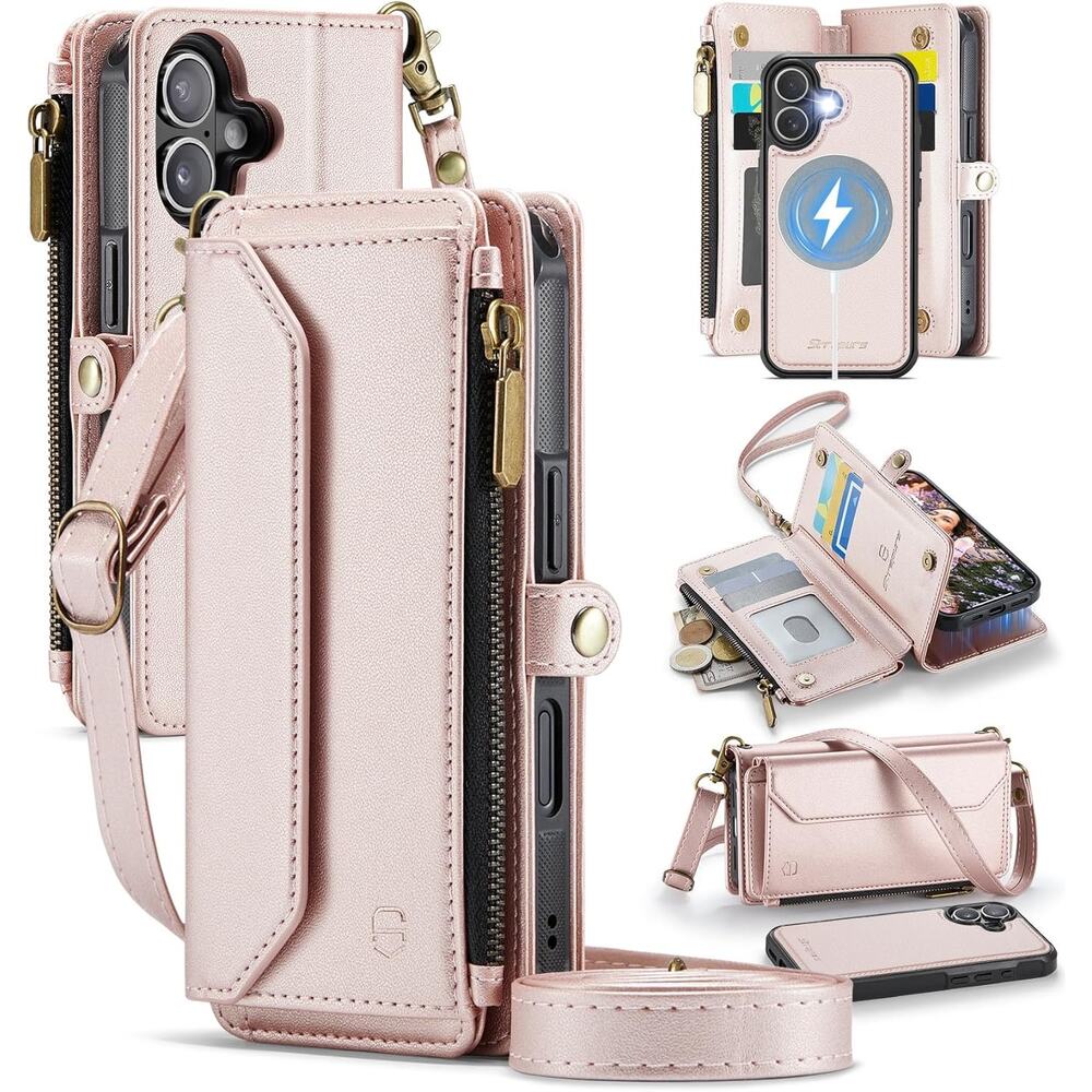 Strapurs For IPhone 17 Detachable Wallet Case Compatible With Magsafe For Women